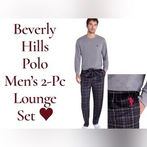Heather Gray Beverly Hills Polo Club Men’s 2-Piece Microfleece Lounge Set NWT🔥